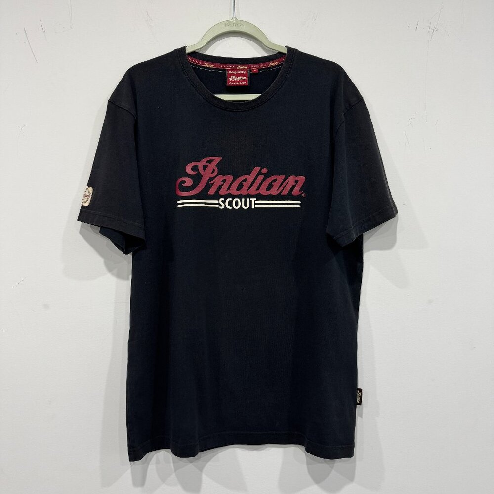 3.Indian Motorcycle Scout Genuine Brand Black Crew Neck T-shirt, Size L